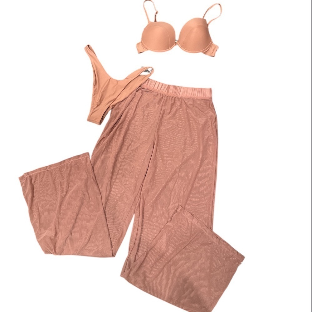 🔵 Matte Swim 3pc Mauve Bikini Set  Size Medium